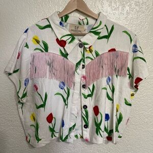 Fashion Brand Company - Two-Lips Linen Fringe Blouse, XL